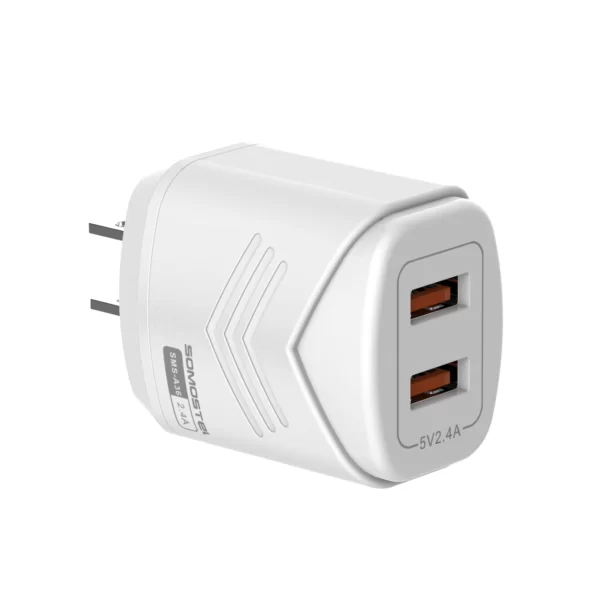 SMS-A36 5V 2.4A Dual-USB Wall Charger Adapter with Cable -1
