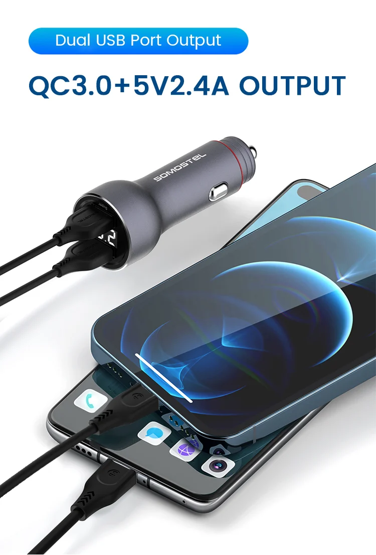 SOMOSTEL® - SOMOSTEL SMS-A98 58W PD+QC Fast Car Charger Adapter