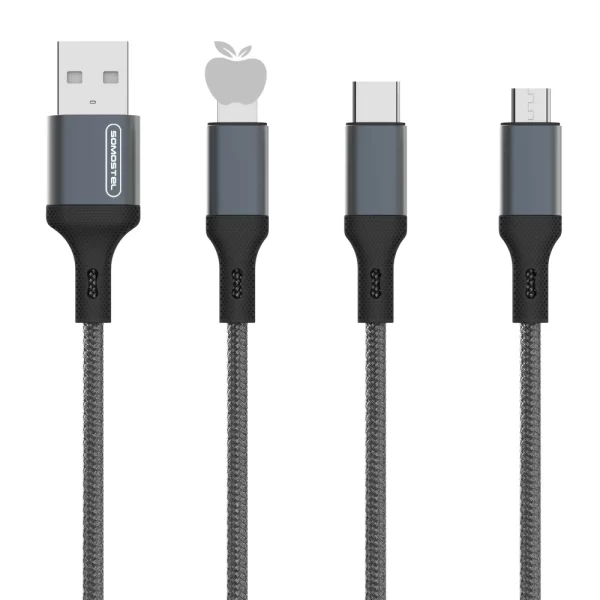 SOMOSTEL SMS-BW21 3.1A Zinc Alloy Braided USB Data Cable -1
